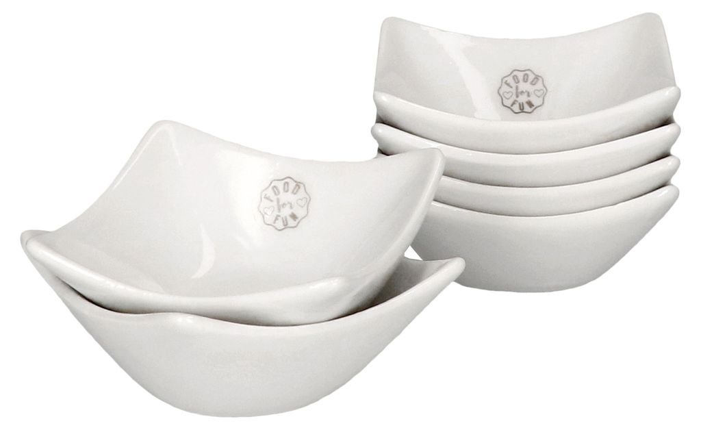 6er Set Tapas Schälchen Porzellan Dip-Schüssel Dessert Antipasti Servier-Schale