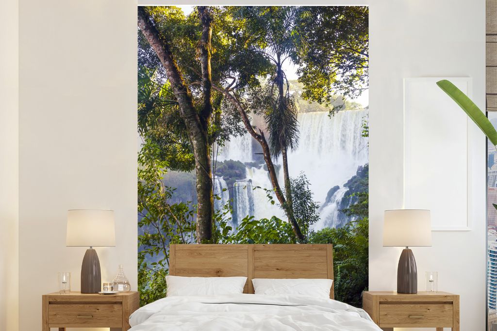 MuchoWow Fototapete für Wohnzimmer oder Schlafzimmer Wandtapete Vinyl Motivtapete Beeindruckende Wälder und Wasserfälle im Iguazú-Nationalpar...