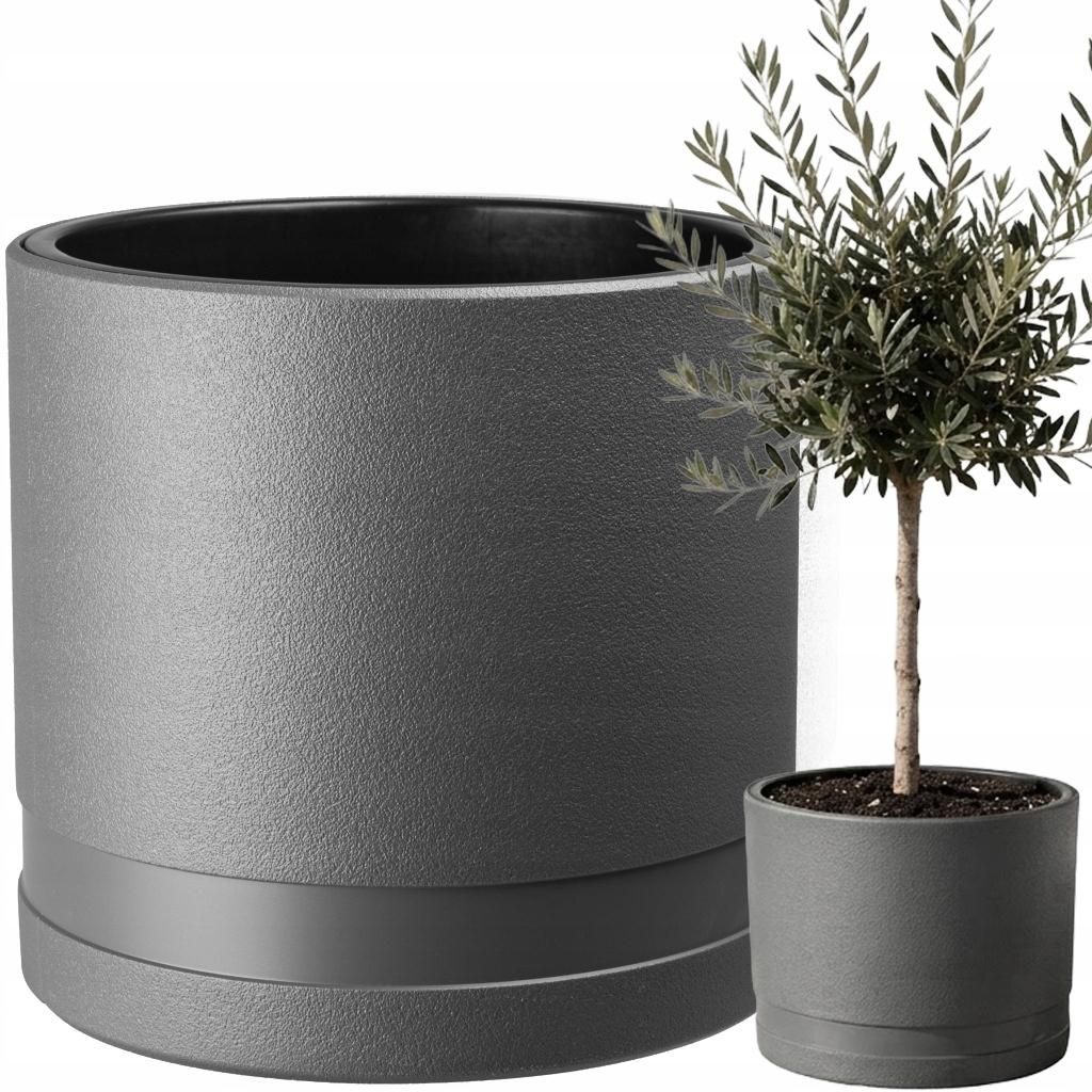 Deco4Home Koma Blumentopf Anthrazit 38cm | Pflanzkübel Produktbild 