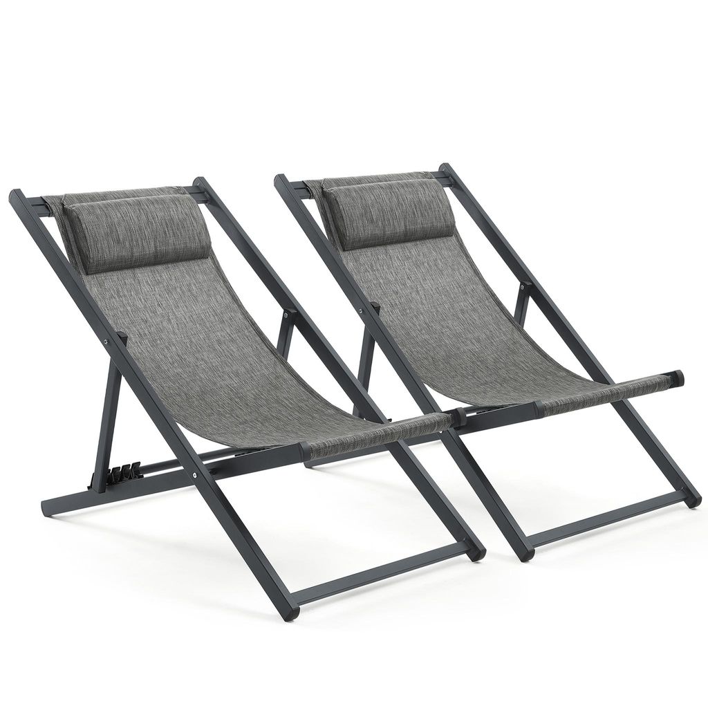 Mondeer Chaise longue pliante 2 pièces, maille respirante Image du produit 