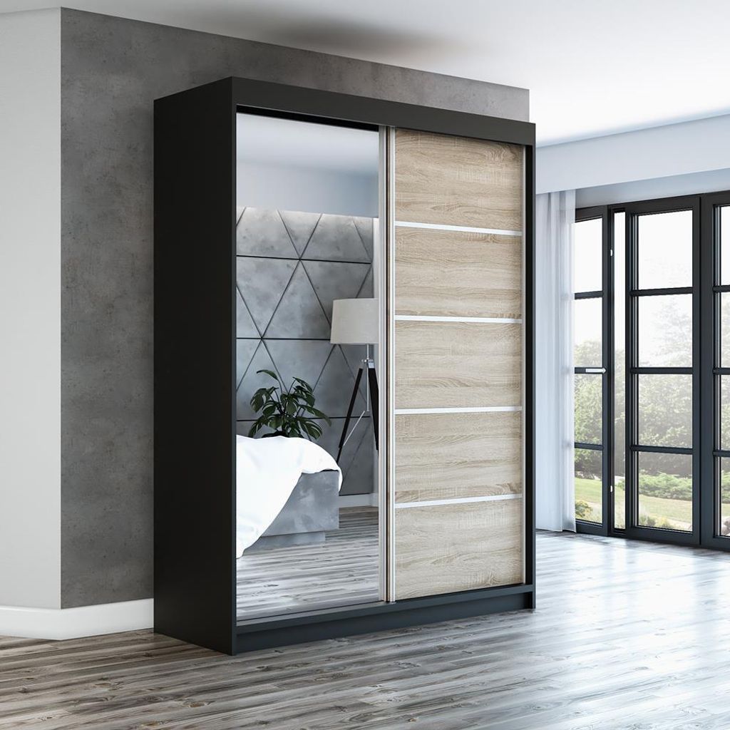 Schwebetürenschrank, 2-türig Schrank 160 cm mit Spiegel GAP Produktbild 