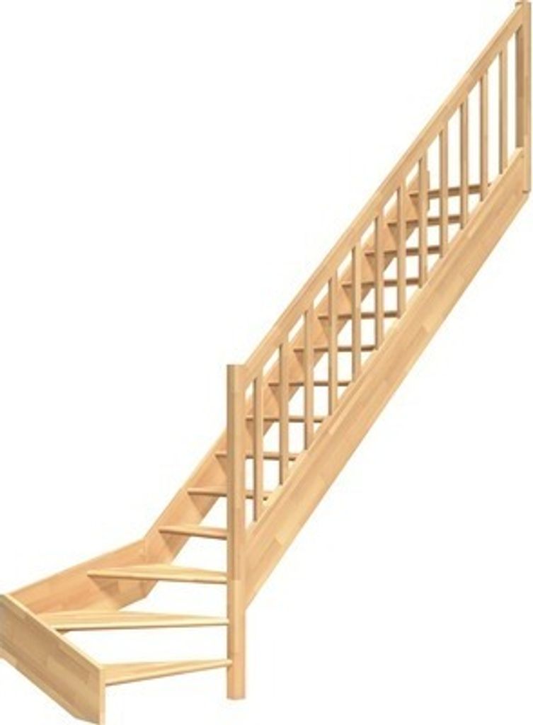 Pertura Wangentreppe Elenie Buche Leimholz Ohne Setzstufen Seitenwange buche 1/4-gewendelt unten rechts 83,5 cm 16 Stufe