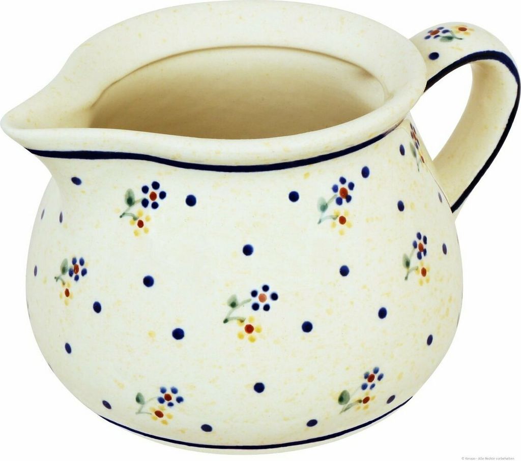 Original Bunzlauer Keramik 600 ml Milchkanne Sahnegießer Krug Teekanne 16,3x10,2 cm Dekor 111