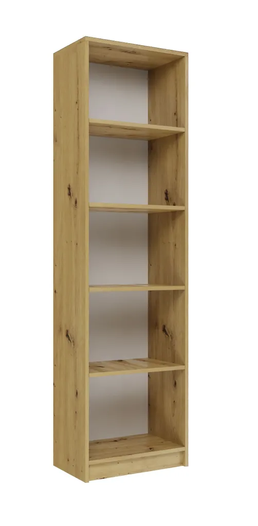 Bibliothèque étroite RAUNO 50 cm en chêne artisanal pour petit salon