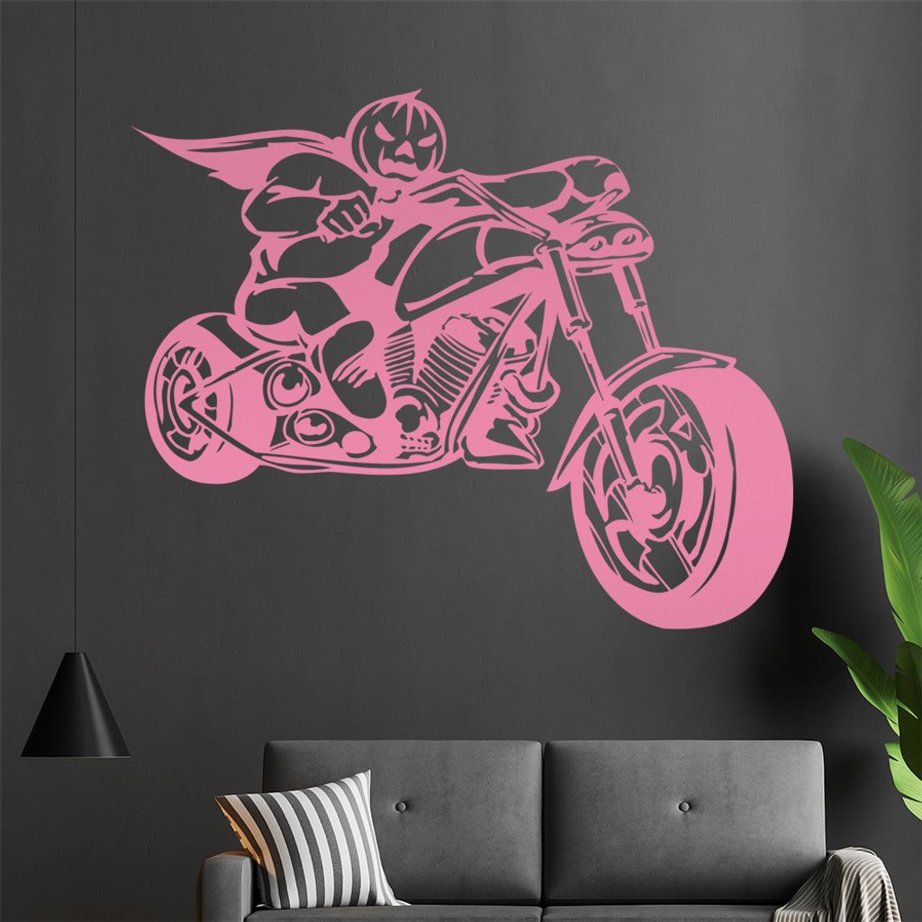 Halloween Biker Wandtattoo in 6 Größen - Wandaufkleber Wall Sticker - Dekoration, Küche, Wohnzimmer, Schlafzimmer, Badezimmer