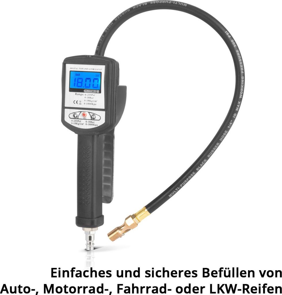 Manomètre Numérique Denotip – Pistolet Gonflage, 0-10 Bar, Avec écran LCD