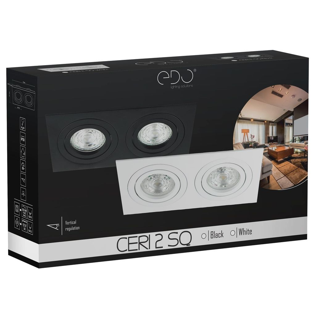 Reflektor sufitowy wpuszczany CERI 2 SQ czarny IP20 Zdjęcie produktu 