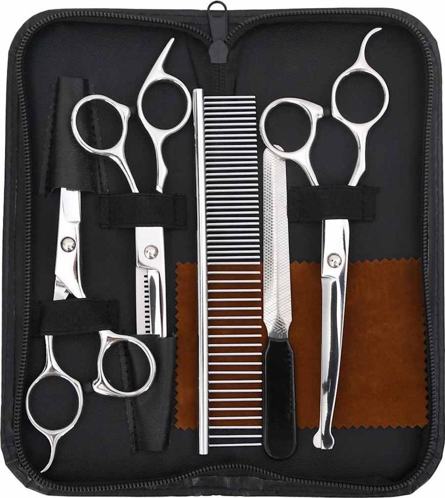 vidaXL 6-tlg. Hundescheren-Set Edelstahl