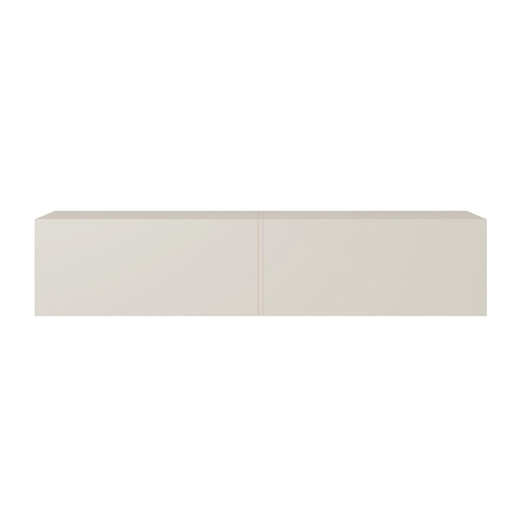 A long, low, rectangular TV cabinet with two doors, presented against a white background.