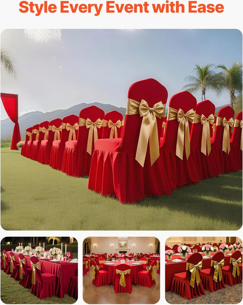 Housse de Chaise Extensible Rouge pour Mariage et Réception - 30 Pcs