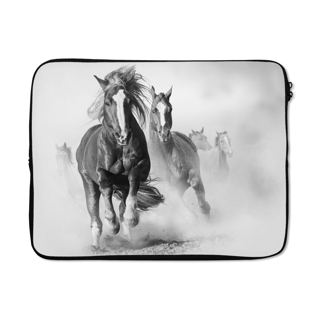 MuchoWow Laptop Hülle 17 Zoll Laptoptasche Pferde - Tiere - Illustration - Zipper - Schutzabdeckung