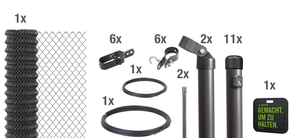 Kit clôture Alberts 630980 treillis métallique anthracite 175cm x 25m
