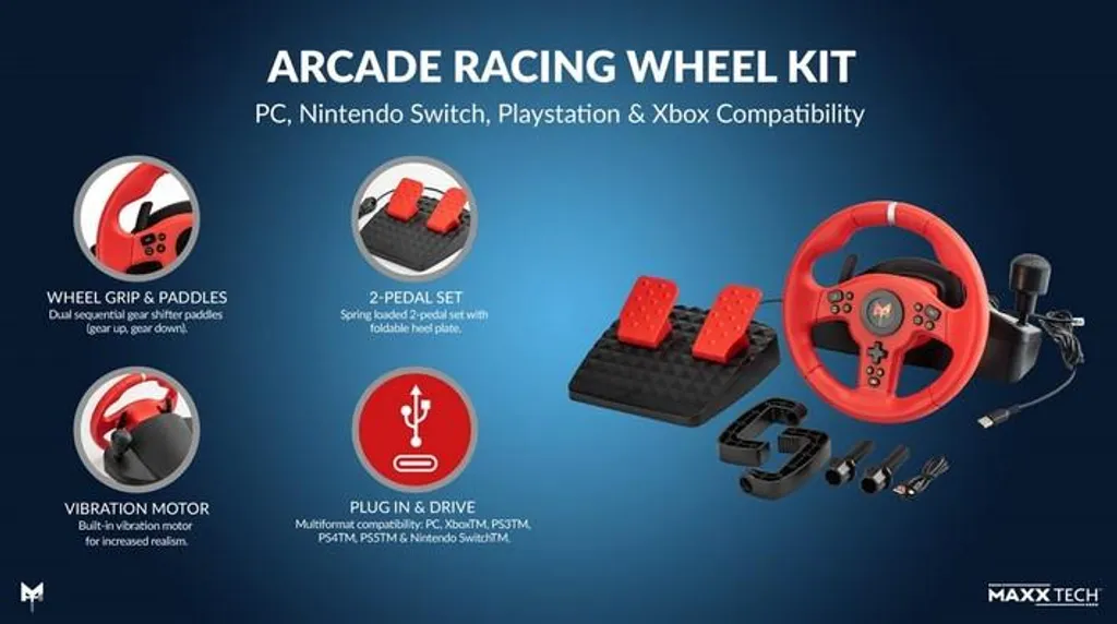 Pack volant de course arcade pour setup gaming immersion totale et drift