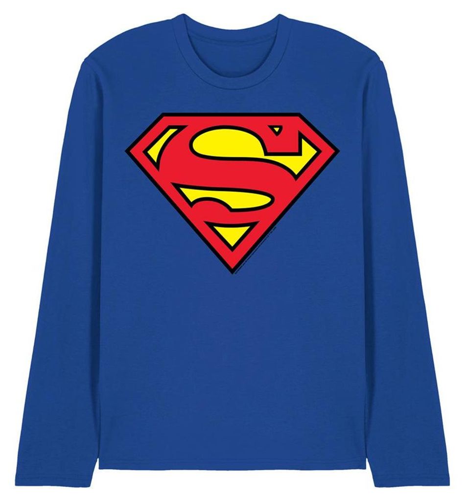Superman - T-Shirt für Herren/Damen Uni, Langärmlig TV33610 (L) (Königsblau)