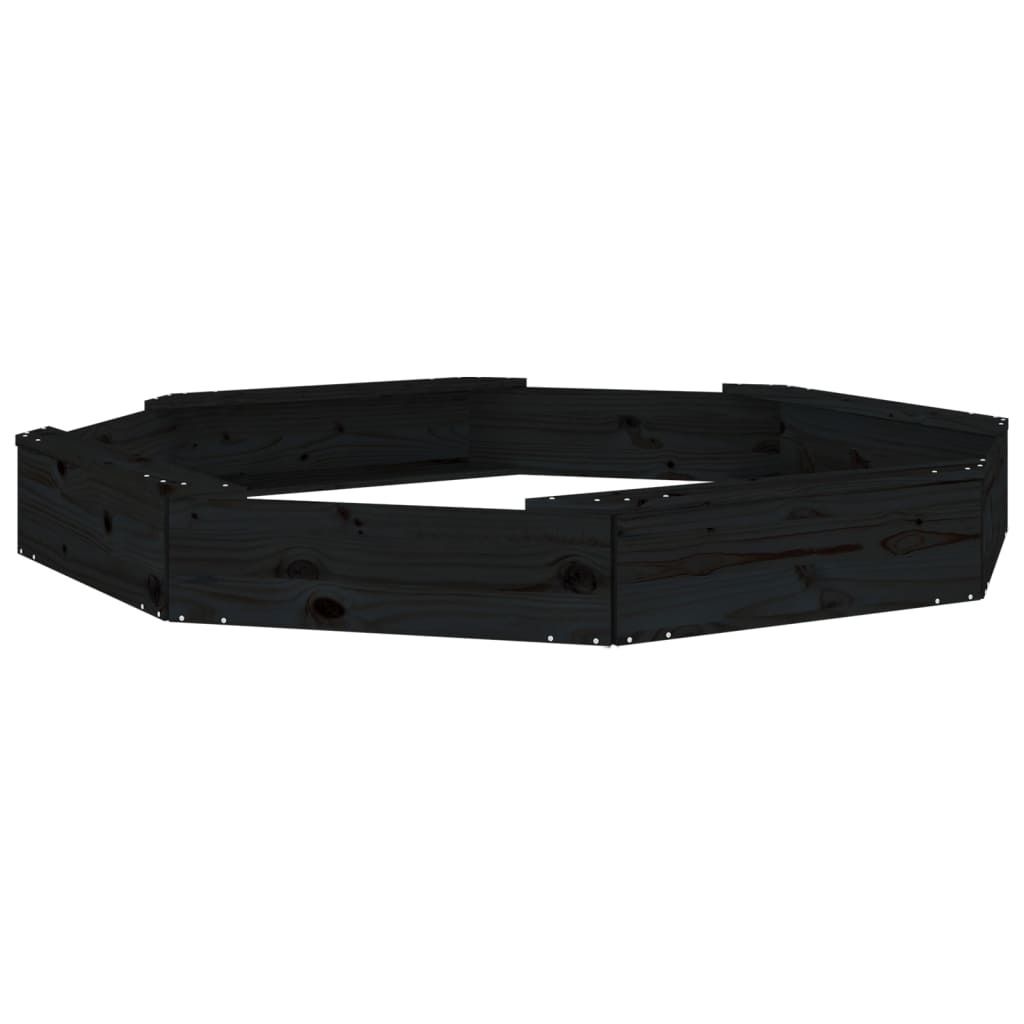 vidaXL Sandkasten mit Sitzen Schwarz Achteck Massivholz Kiefer