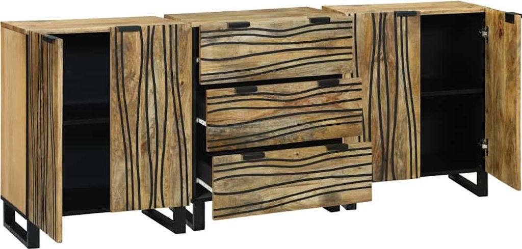 vidaXL Badezimmermöbel-Set mit Schubladen 3 pcs Braun Holzwerkstoff