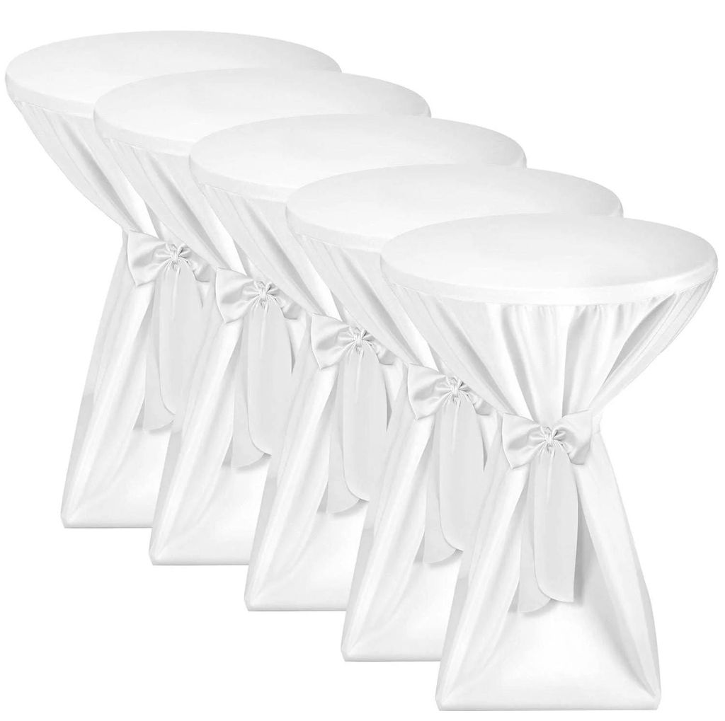 Beautissu 5X Premium Stehtischhussen 80 cm Blickdicht Weiß