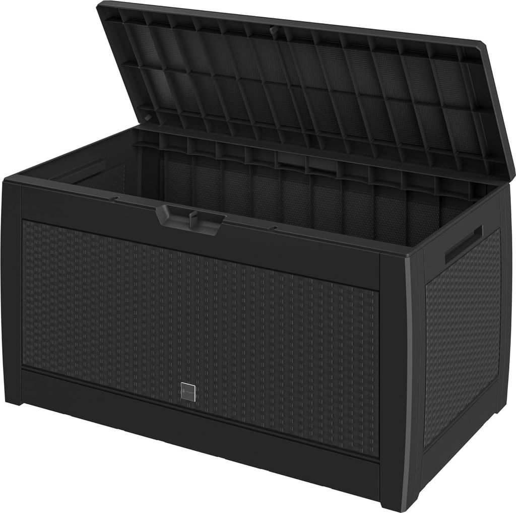 Rotan-Look Kissenbox 310 Liter - Rollbare Gartenaufbewahrungsbox für Kissen und Gartenaccessoires