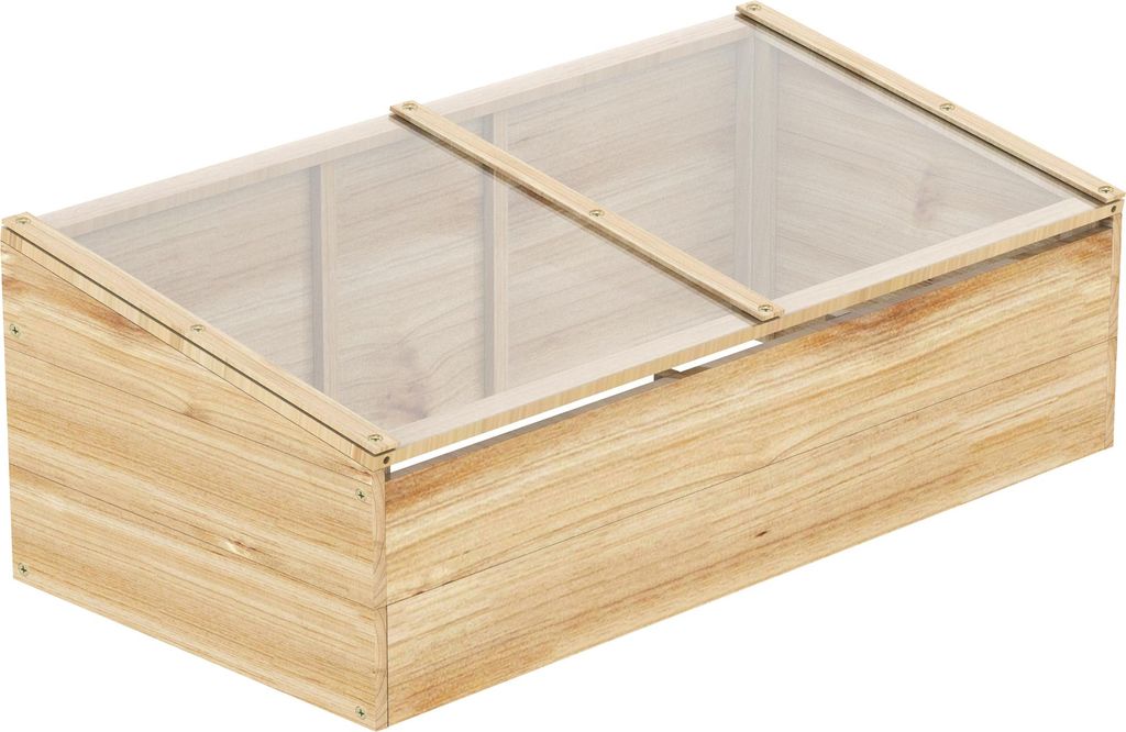 Gewächshaus Holz Frühbeet Frühbeetkasten Treibhaus Garten & Pflanzkasten-System für Garten Balkon, 100 x 50 x 35 cm, Natur, Tanne, PC-Platte