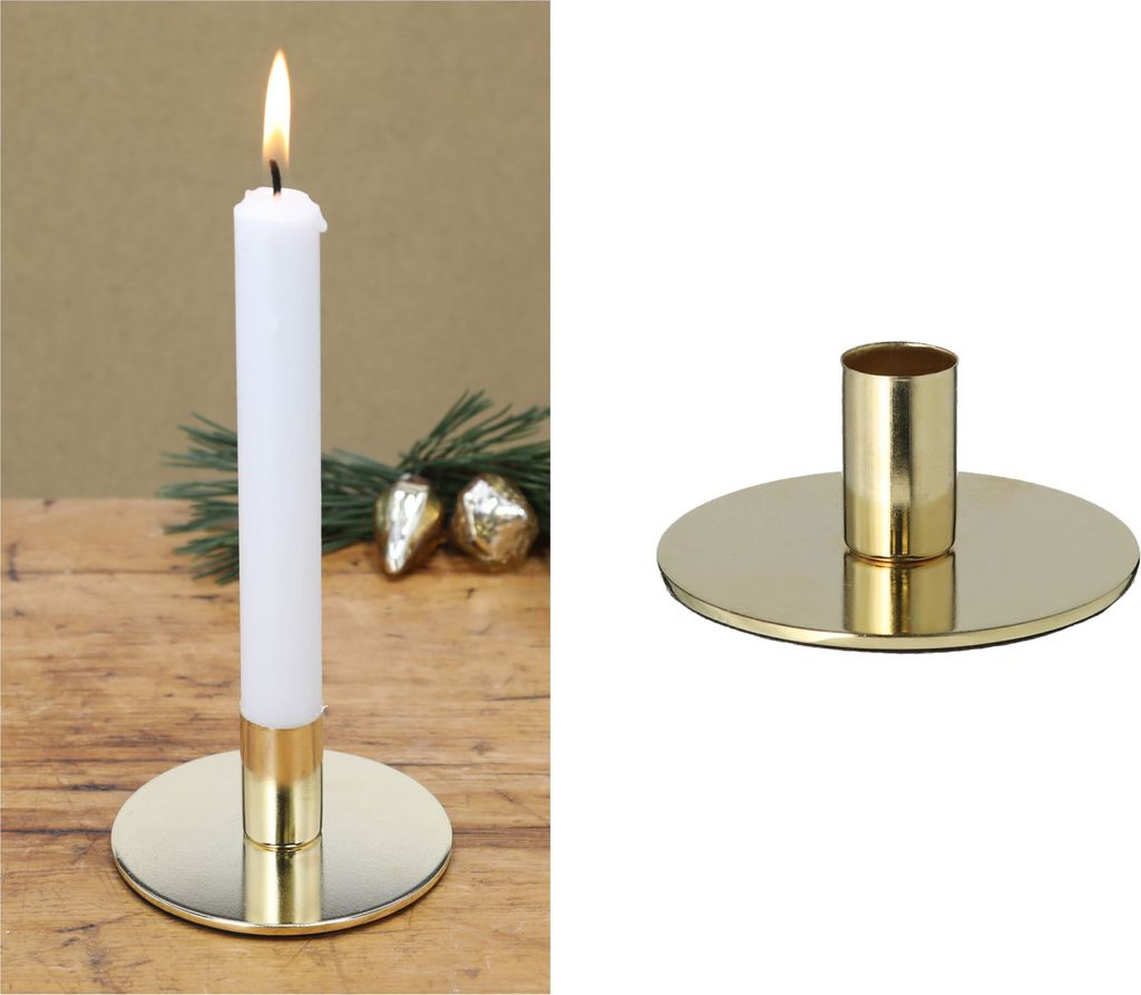Novaliv Stabkerzenhalter Metall Kerzenständer GOLD 10x5cm Tischdekoration Weihnachten Dekoschale Kerzenständer Tafelkerzen Adventskranz Kerzenpin...