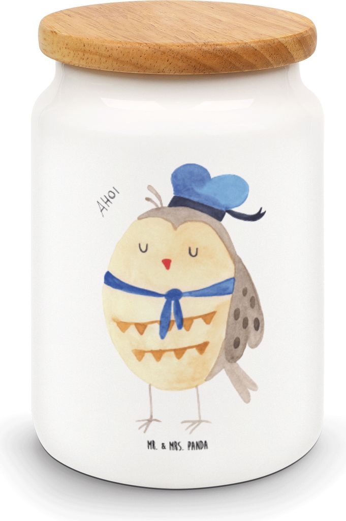 Mr. & Mrs. Panda Dose Eule Matrose - Weiß - Geschenk, Keksdose, müslidose, Kaffeedose, Owl, Freundin, zuckerdose, Wortspiel Lustig, Hochzeitstag,...