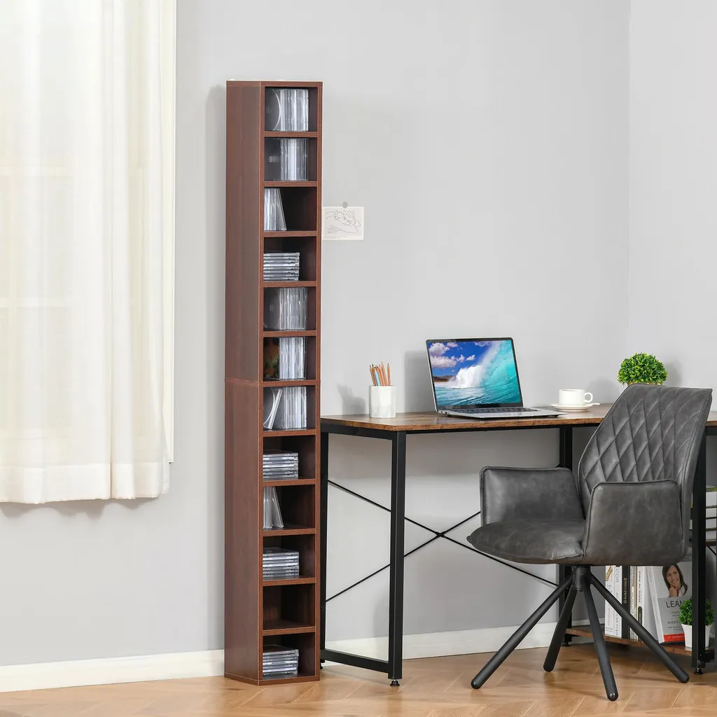 Colonne rangement 12 compartiments pour 204 CD - Meuble slim 21x20x175cm - 3