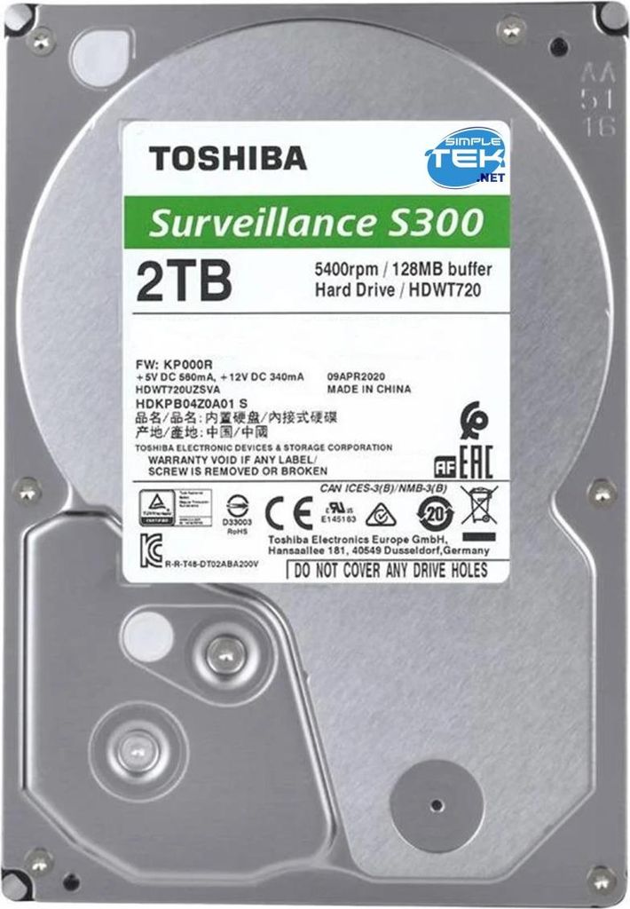 Toshiba 8.9cm (3.5")  2TB SATA3 Surv. S300 Green    5900 Immagine del prodotto 