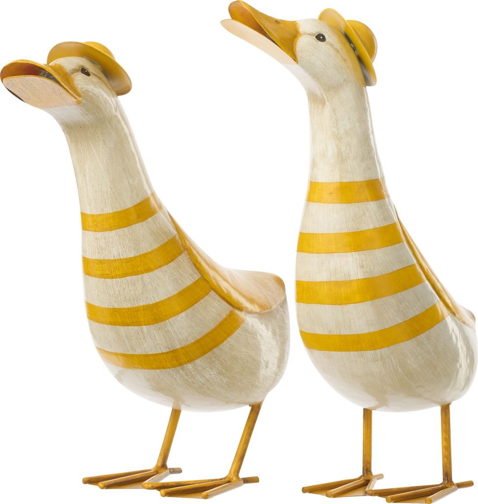 J-Line Ente Gestreift Metall Gelb/Gebrochenes Weiß Large Sortiert 2