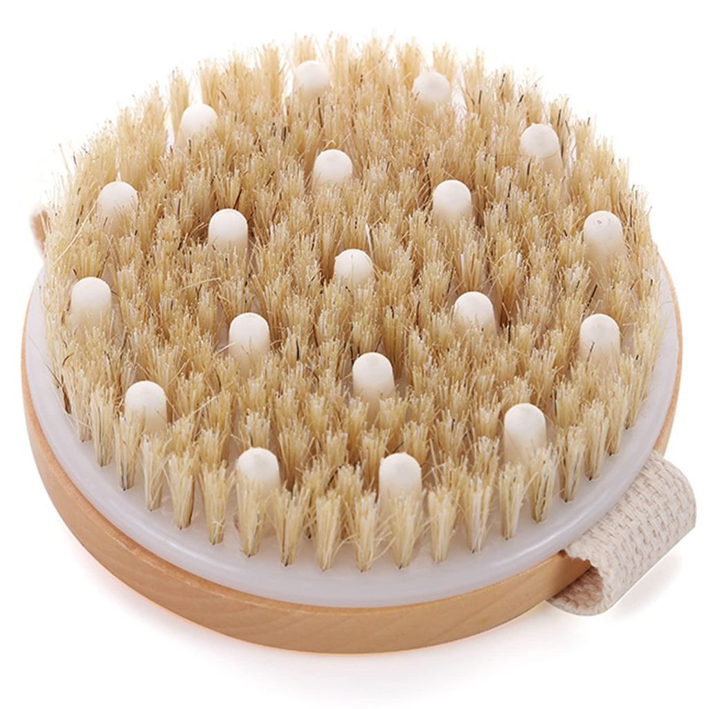 Massagebürste, Körperbürste mit Naturborsten, Cellulite-Bürste, Trockenbürste, Peeling-Bürste, Badebürste, Trockenmassagebürste, Peelingbü...