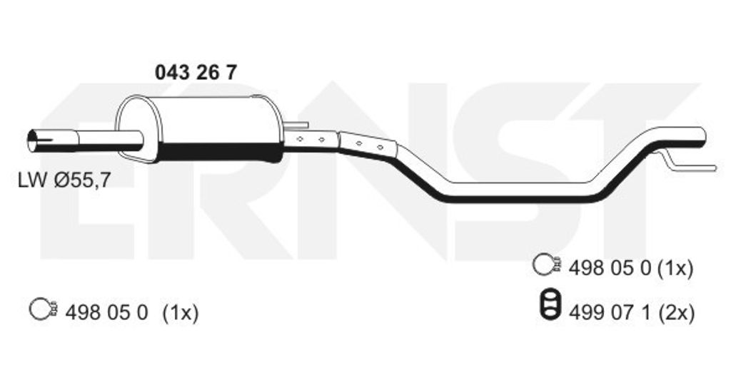 ERNST 043267 Mittelschalldämpfer Schalldämpfer für OPEL Vectra C Caravan (Z02) Signum CC (Z03)