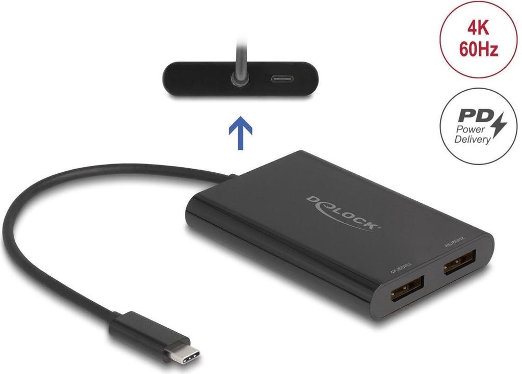 USB-C zu 2x DisplayPort Adapter 4K 60Hz DisplayLink