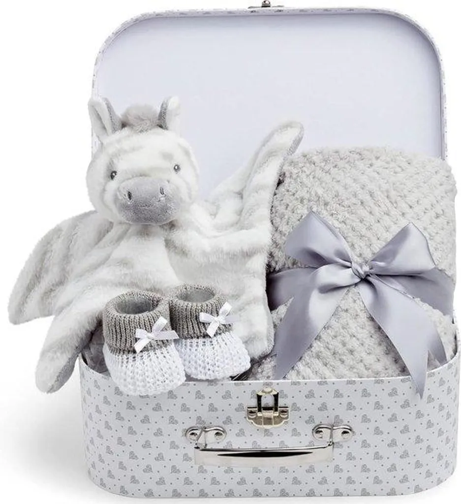 Coffret cadeau bébé fille zèbre ensemble premium de naissance 3 pièces