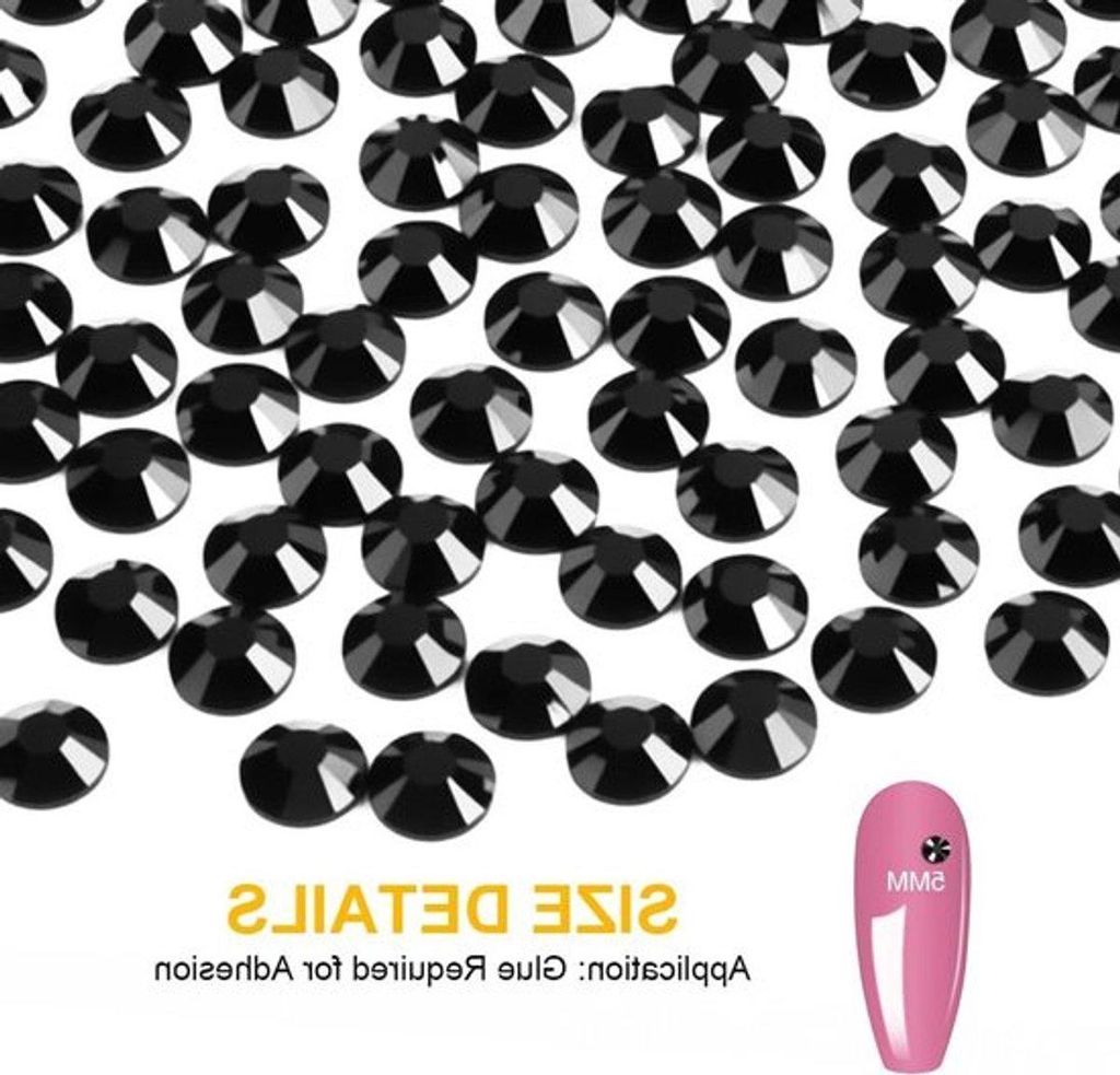 3000 Stück Flachboden Rhinestone Diamant Strasssteine für Nail Art, Schuhe und Karten - Schwarz