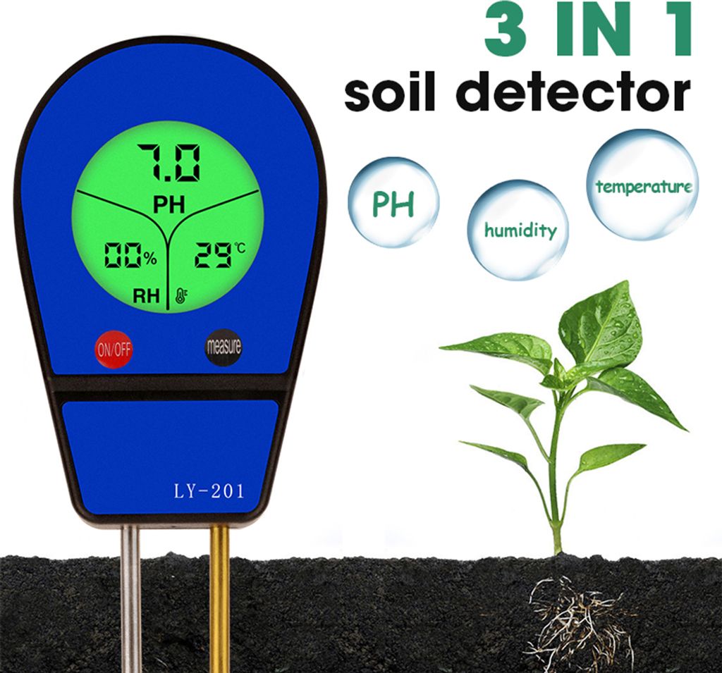 3 in 1 Boden-pH-Meter Feuchtigkeit Temp pH-Tester Luftfeuchtigkeit Sonnenlicht Garten Blumen Feuchtigkeit Detektor Bodenfeuchte Sensor Meter