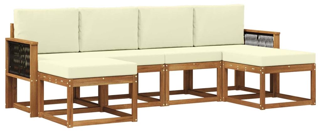 vidaXL Outdoor-Sofagarnitur mit Kissen 6 pcs Natur und Creme Polyester