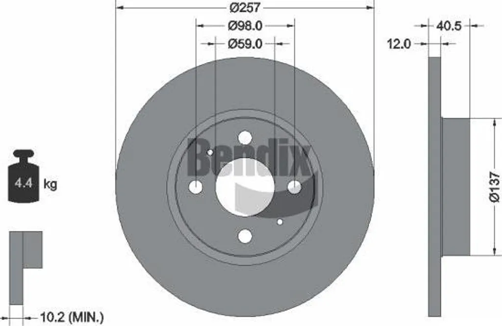 Disque de frein Bendix BDS1157 pour l'entretien Fiat 500 et Bravo