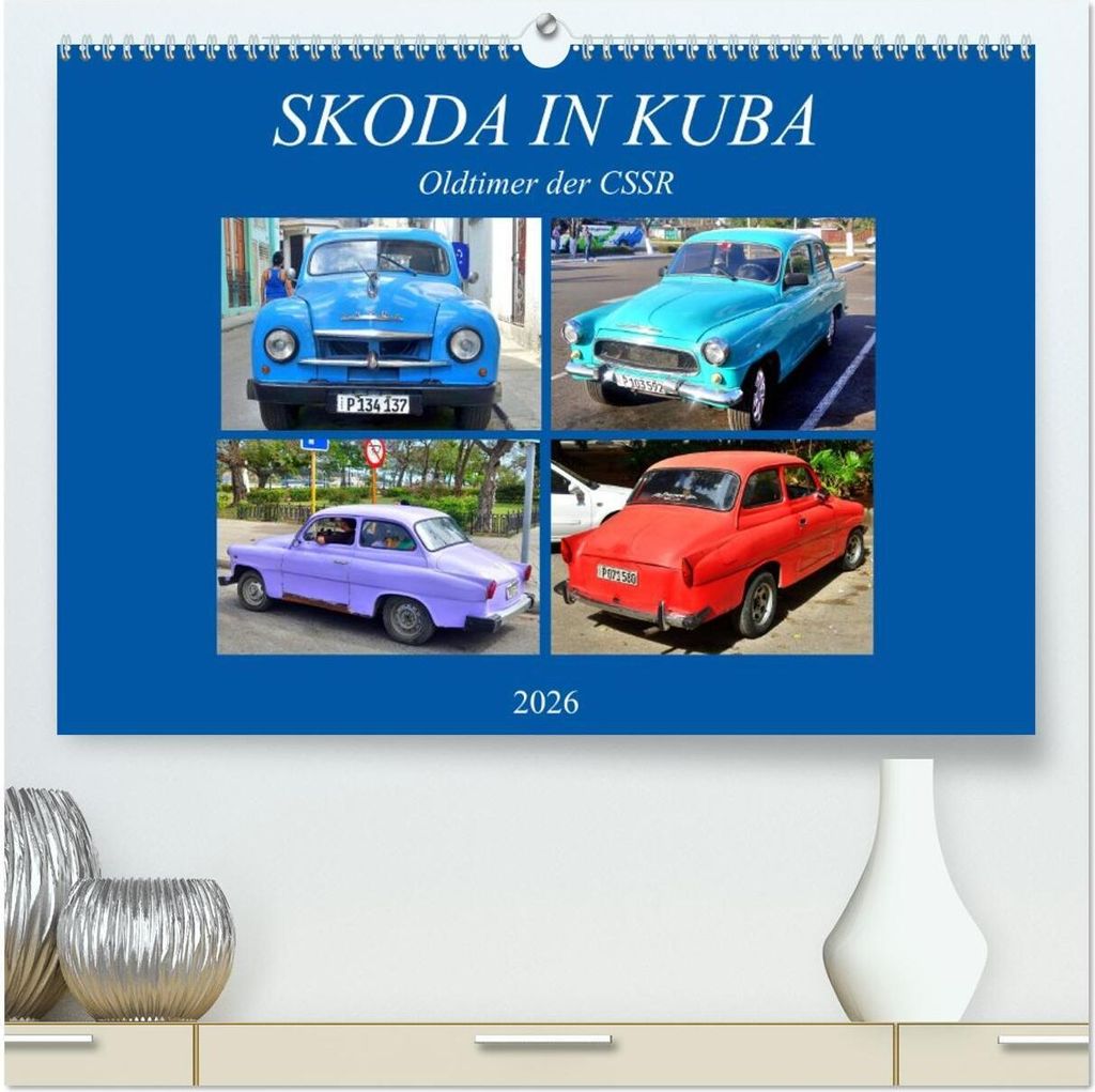 SKODA IN KUBA - Oldtimer der CSSR (hochwertiger Premium Wandkalender 2026 DIN A2 quer), Kunstdruck in Hochglanz
