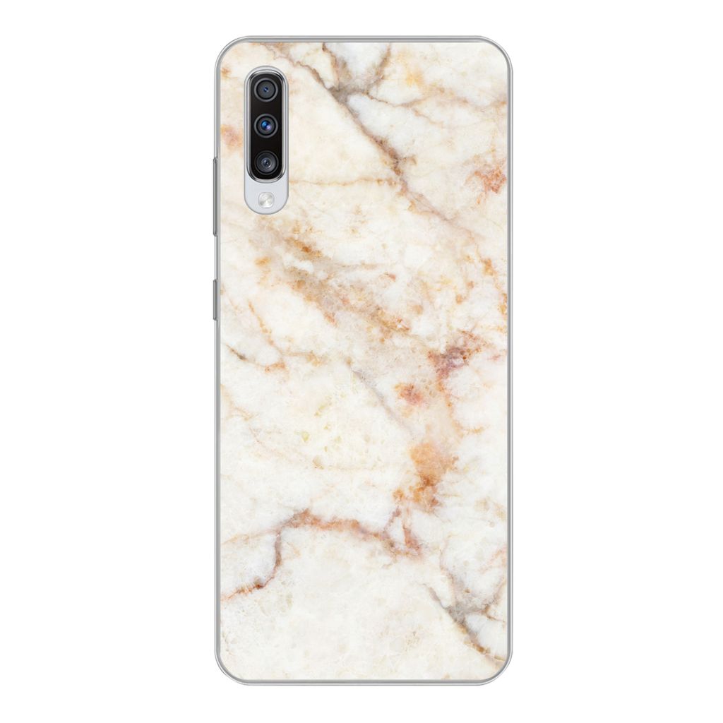 MuchoWow Handyhülle Schutzhülle Hülle für Samsung Galaxy A70 Marmor - Braun - Luxus Silikon Softcase Handy Hülle - Schutzhaube