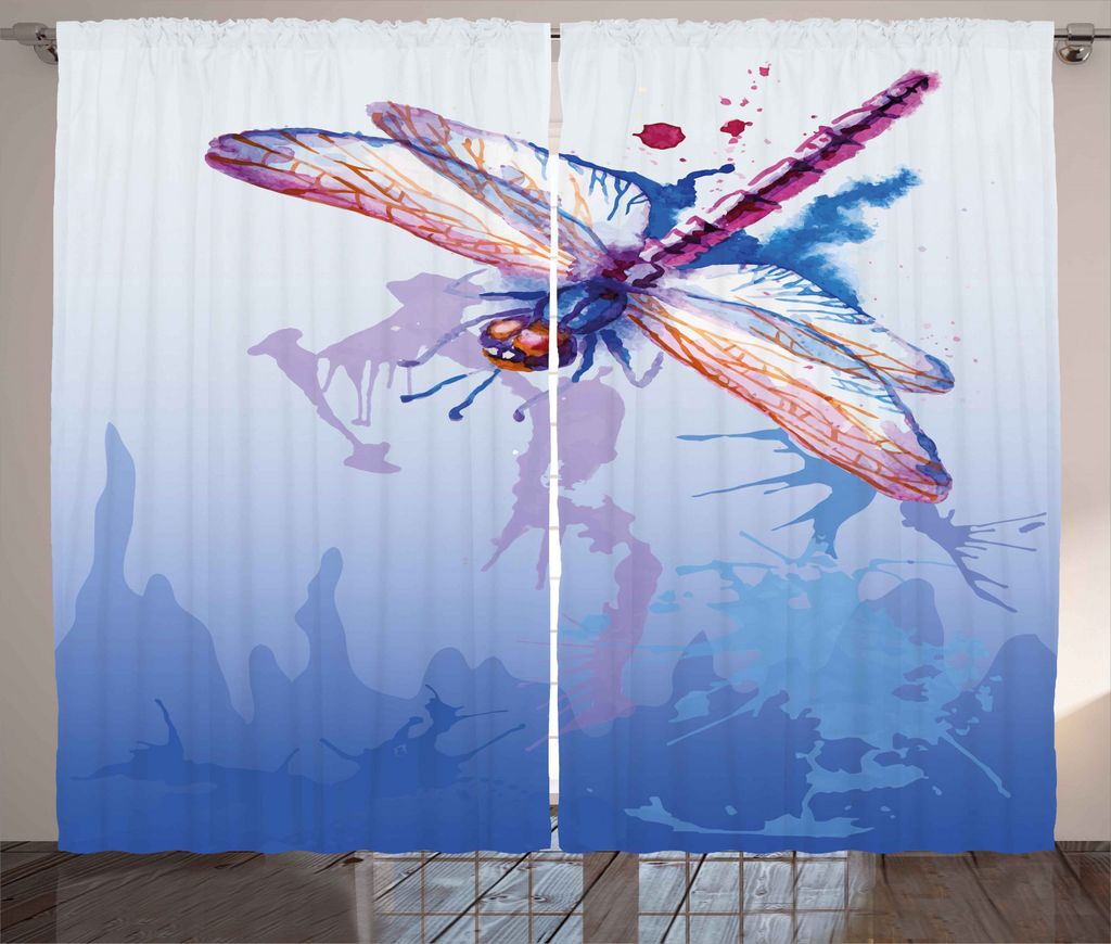 ABAKUHAUS Bunt Rustikaler Vorhang, abstrakte Libelle, Wohnzimmer Universalband Gardinen mit Schlaufen und Haken, 280 x 245 cm, Mehrfarbig
