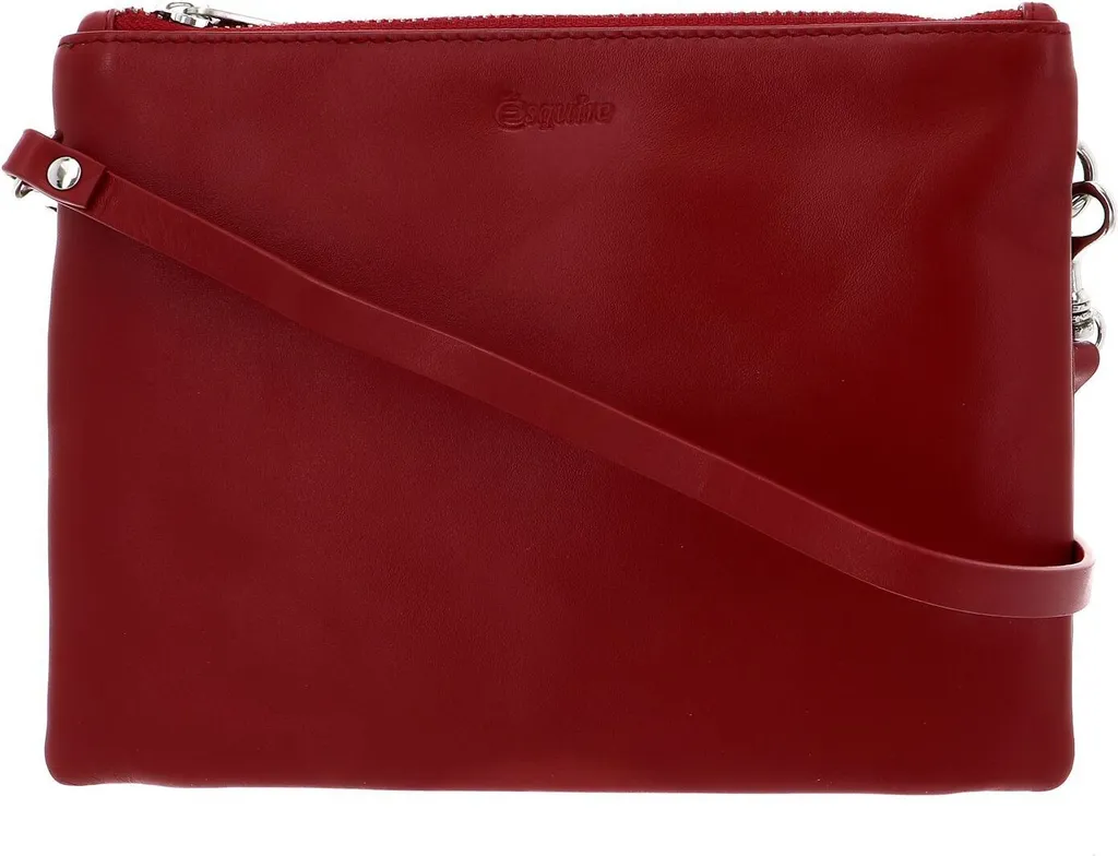 Borsa Esquire Silk Double Zip Rosso - Elegante Pochette Donna in Pelle