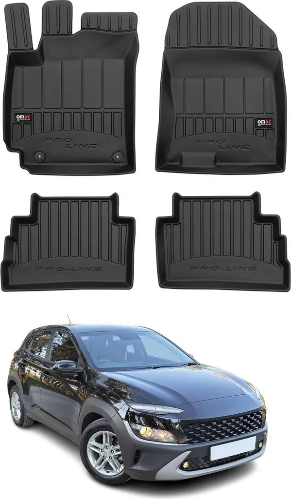Tappetini Auto Hyundai Kona Electric (2018-2025) - Gomma TPE 4 Pezzi