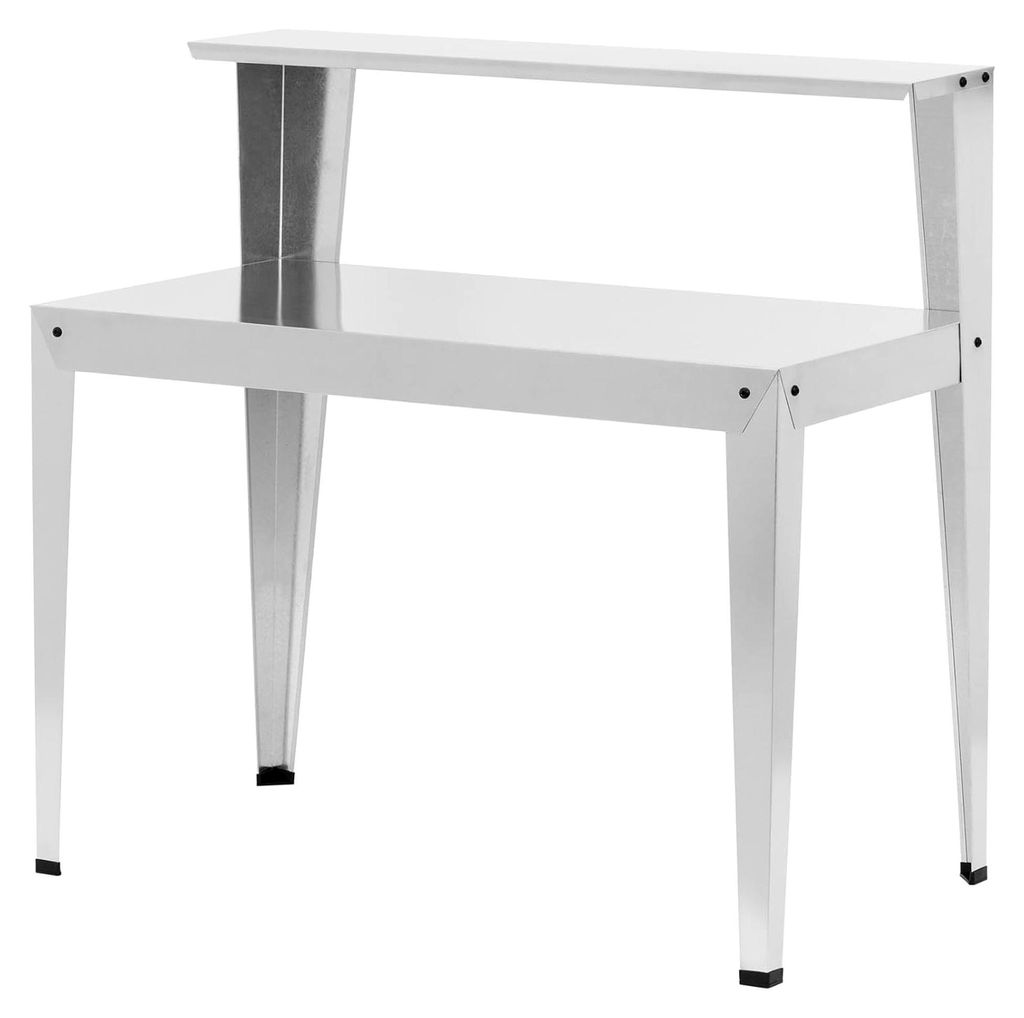Pflanztisch mit erhöhter Ablage aus verzinktem Stahl 112 x 61 x 109 cm für Gartenarbeit und Balkon