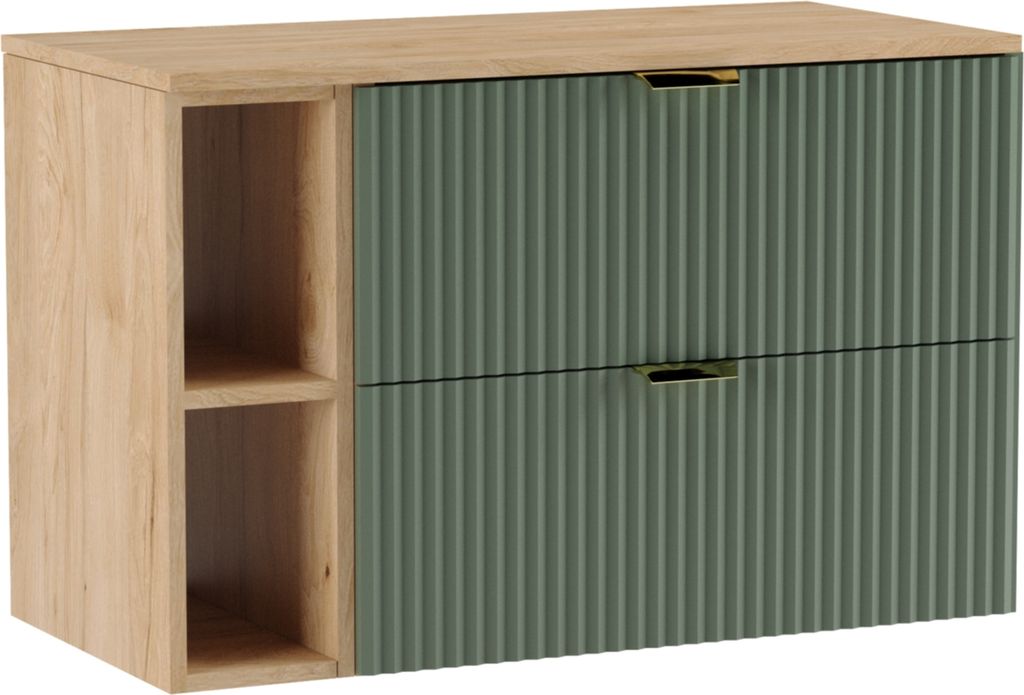 A product shot of a bathroom vanity cabinet.