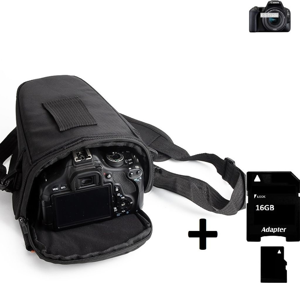 K-S-Trade Schultertasche kompatibel mit Canon EOS 200D Colt Kameratasche für Systemkameras DSLR DSLM SLR, Bridge etc., + 16GB Speicherkarte