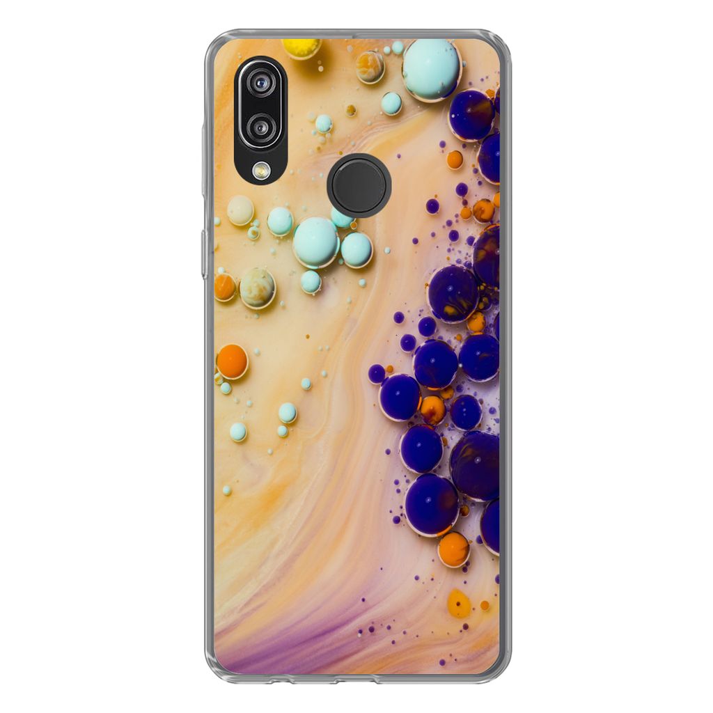 MuchoWow Handyhülle Schutzhülle Hülle für Huawei P20 Lite (2020) Milch - Tinte - Psychedelisch Silikon Softcase Handy Hülle - Kartenhalter