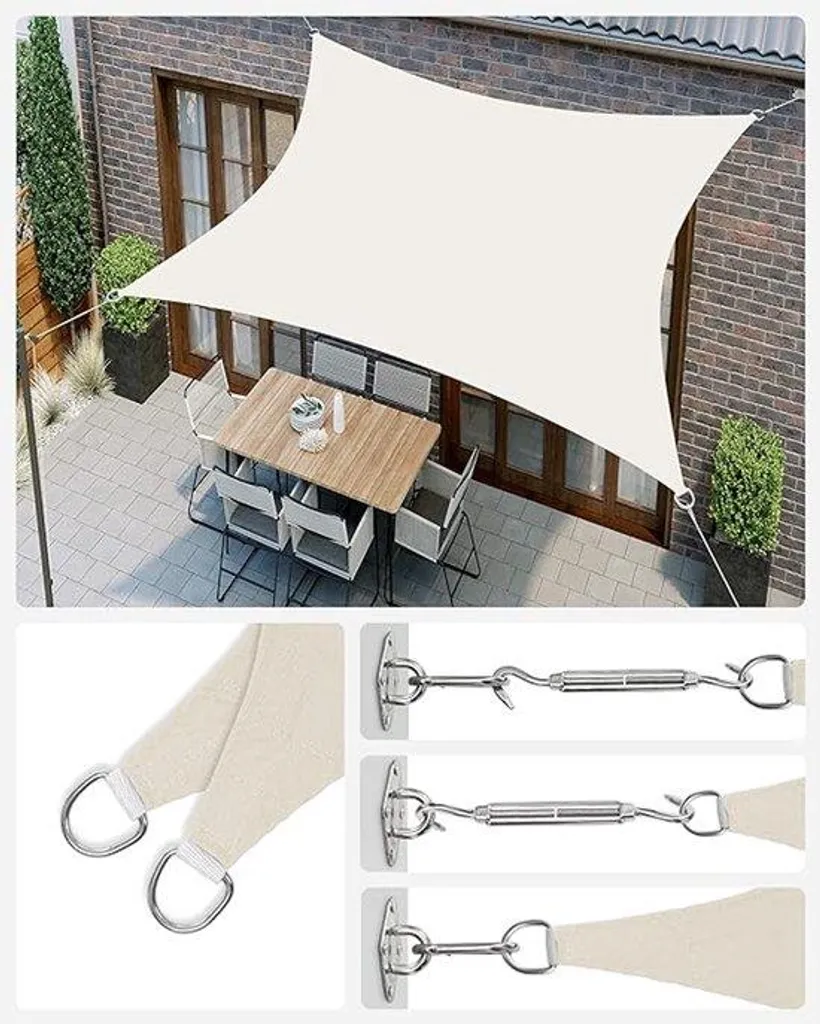 Voile d'ombrage anti-UV 3x3m en tissu robuste pour une terrasse fraîche