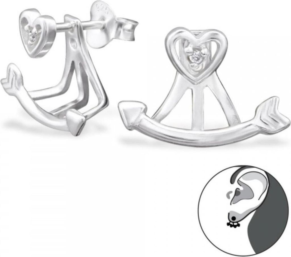 Doppel Ohrstecker Silber: Dangle Ear Jacket Cuff „Amors Pfeil“