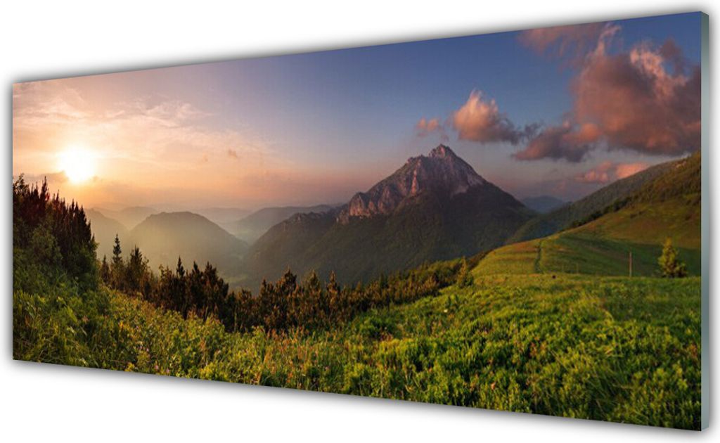 Acrylglasbilder 125x50 Wandbild Druck Gebirge Wald Natur