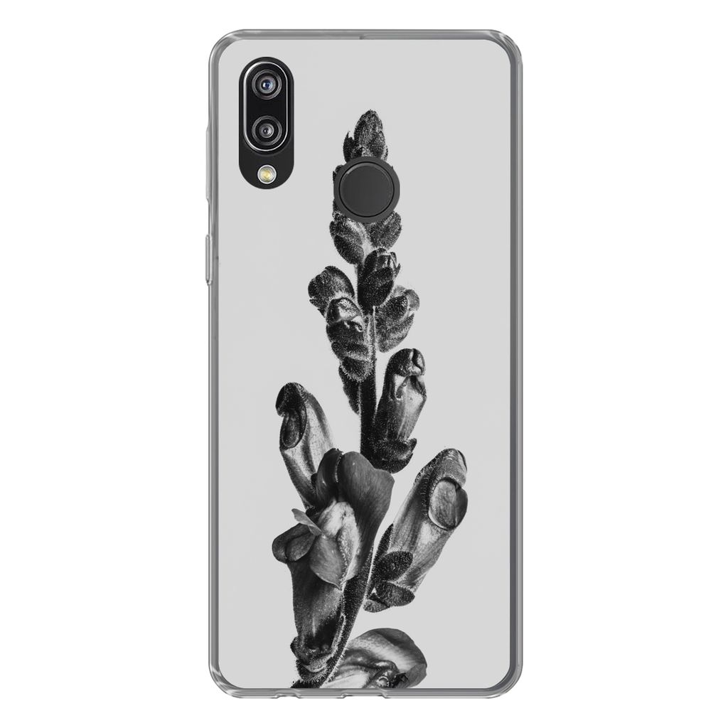 MuchoWow Handyhülle Schutzhülle Hülle für Huawei P20 Lite (2020) Pflanze - Schwarz - Weiß - Abstrakt Silikon Softcase Handy Hülle - Kartenh...