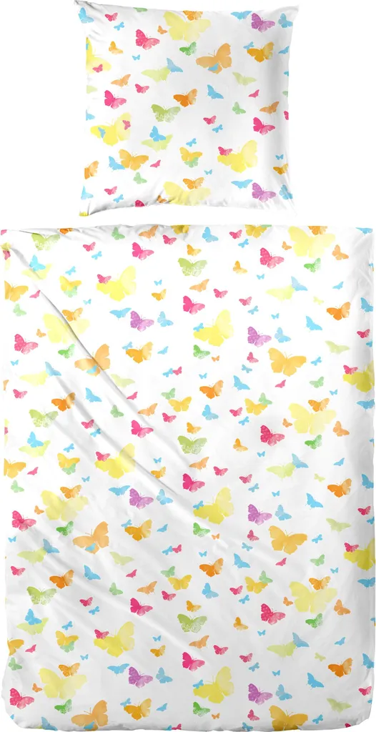 Linge de lit Primera 155x220 cm en coton blanc décor papillon 123107
